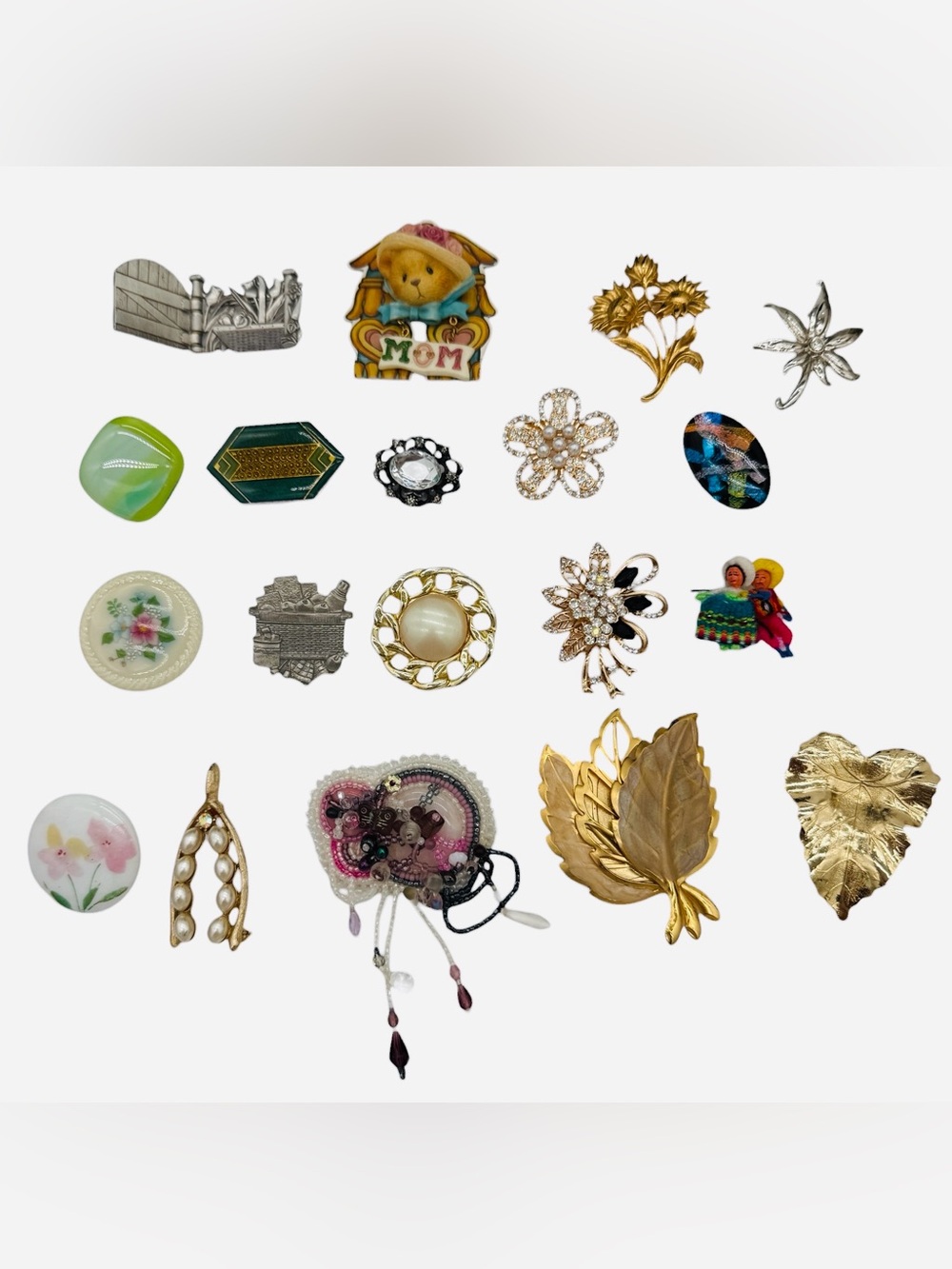 Brooch Lot of 19 - Vintage to Modern- Signed & Unsigned - Coro, Avon, Hallmark